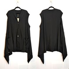 Ela Usa Asymmetrical Button Front Tunic Vest Lagenlook Size 1x. New With Tags Black Asymmetrical Top With Buttons, Asymmetrical Black Top With Buttons, Tunic Vest, Vest Jacket, Jackets For Women, Jackets & Coats, Women Accessories, Sewing, Tags