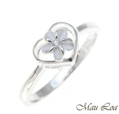 Description : Style: Hawaiian Plumeria in Heart Heart Size: 7mm (L) x 9mm(W) Plumeria Size: 6mm Weight of a size 8: approx. 1.8 gram Metal: 925 Sterling Silver Condition: Brand New FREE Gift Box, FREE domestic shipping Please note: Picture is enlarged for detail viewing. If you are not satisfied with your purchase, please contact us and we will do our best to make it right. 100% customer satisfaction is our priority. Thank you! Valentine's Day Silver Flower Rings, Silver Flower Ring For Valentine's Day, Silver Round Flower Ring For Valentine's Day, Hawaiian Heirloom Jewelry, Two Tone Ring, Sterling Silver Cz Rings, Hawaiian Plumeria, Heirloom Jewelry, Hawaiian Jewelry