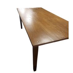 a wooden table sitting on top of a white background