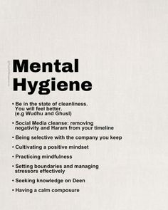 a white poster with black text on it that says mental hygiene