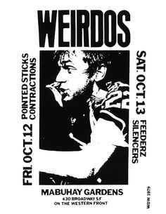 the poster for weirdos shows an image of a man with his hand on his face