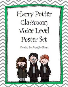 harry potter classroom voie level poster set with three children in black and white outfits