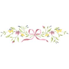 Bow and Flowers Wall Stencil Painted Wall Border Ideas, Painted Borders Designs, Bows And Flowers, Painting Borders Designs, Border Painting Design, Pretty Borders Design, Decorative Borders Design, Floral Border Design Drawing, Painted Flower Border