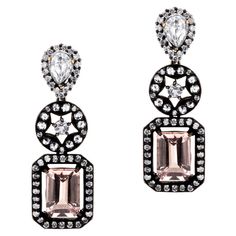 Victorian 8.35ct T.W Morganite, Topaz, White Sapphire Diamond Dangle Earrings For Sale at 1stDibs Luxury Victorian Round Earrings, Luxury Rose Cut Diamond Earrings For Party, Diamond Dangle Earrings, White Sapphire, Sapphire Diamond, Morganite, Diamond Shapes, Colored Diamonds, Round Diamonds