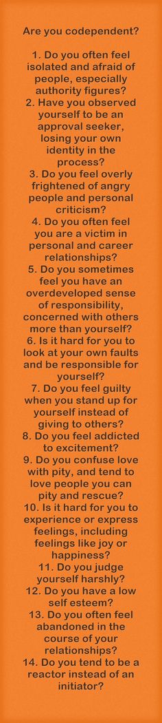 Are you codependent? If you answer yes to four of these questions, you are probably codependent. If you answer yes to six or more of these questions, you are codependent. But...there is hope and help and we can recover from codependency! People Pleasers, Therapy Tools, Personality Disorder, The Society, Narcissism, Mental Wellness, Emotional Intelligence