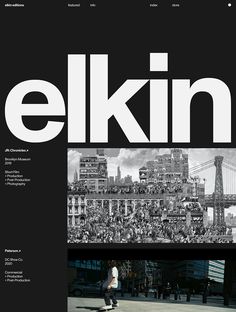 a black and white photo with the word elkin on it's front page