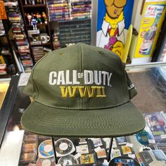 Ww2 Call Of Duty Sledgehammer Games Promo Snapback Hat Unworn Promo Material 100% Cotton Military Style Hat For Streetwear, Military Style Snapback Hat For Streetwear, Military Visor Hat For Streetwear, Military Style Visor Hat For Streetwear, Vintage Snapback Hat With Visor For Outdoor, Military Style Flat Brim Hat For Streetwear, Vintage Fitted Hat For Outdoor, Call Of Duty, Snapback Hat