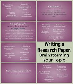 a bunch of different types of papers with the words writing research paper brainstorming your topic