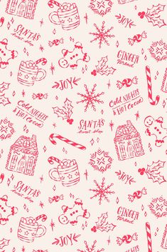 seamless christmas pattern with candy canes, candies and snowflakes on white background