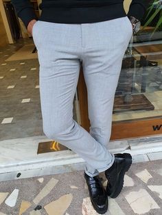 Enid Gray Slim Fit Pants Best Mens Pants, Yes But, Prom Suits, Classic Pants, Mens Pants Fashion, Business Suit, Grey Pants, Slim Fit Pants, Fit Pants