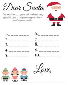 santa's list for kids with numbers and pictures