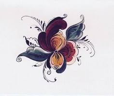 an artistic tattoo design with flowers and leaves on the side of a white sheet paper