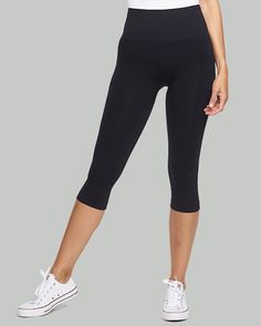 Why you’ll love it: Slim your silhouette with these shaping capri leggings in a smooth fabric with piping for just the right amount of polish. Details 360° shaping gives you a sleek silhouette from waist to calf. Hourglass-shaped 2-ply waistband curves down in front to hold in your tummy and curves up in the back to boost your bottom. Subtle piping at calf. 17" inseam. No side seams for more comfort. To help prevent rolling, we recommend going 1 size up. 93% nylon, 7% spandex. Machine wash cold. Black Knee-length Athleisure Activewear, Solid Compression Capri-length Yoga Pants, Compression Capri-length Yoga Pants, Solid Compression Capri Length Yoga Pants, Solid Compression Capri Yoga Pants, Solid Compression Athleisure Capris, Athleisure Compression Capris, High Stretch Moisture-wicking Capri Leggings, Athleisure Compression Capris In Solid Color