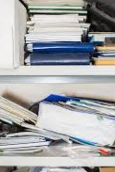 an open cabinet filled with files and folders