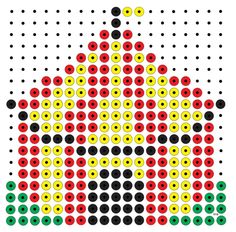 an image of a pattern made up of circles and dots on a white background with black, green, red, yellow, and orange colors