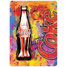 a painting of a coca cola bottle with graffiti on it