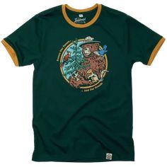 This artwork is a nice reminder from Smokey Bear that the forest is home to more than just trees. Wear this ringer tee shirt and show your appreciation for all our friends of the forest. All Smokey Bear products created by The Landmark Project are licensed through the US Forest Service, and 10% of the proceeds support wildfire prevention education.  Quick Specs:   Unisex Sizing / Standard Tee Fit  Sustainably made from 60% BCI Cotton and 40% Recycled Polyester Wildfire Prevention, Mama Fashion, Landmark Poster, Us Forest Service, Ringer Tee, Stylish Outfit, Virtual Closet