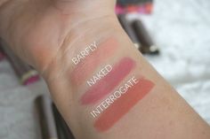 SWATCHES OF URBAN DECAY VICE LIPSTICK BARFLY, NAKED, INTERROGATE Mecca, Lipsticks, Say Hello, Follow Me, Kiss