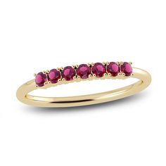 A playful balance between generous sparkle and minimal style, this gorgeous 10K yellow gold ring, adorned with shimmering natural Rhodolite garnet gemstones, makes the perfect gift (or keep for yourself). Substantial enough to wear on its own, or style comfortably stacked with other rings from your collection. From the Juliette Maison collection. Gold Book, Jared The Galleria Of Jewelry, Half Eternity Ring, Garnet Stone, Rhodolite Garnet, Minimal Style, Gold Price, Garnet Gemstone, Yellow Gold Ring