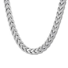 Crafted of stainless steel, this handsome men's Franco chain necklace is 24 inches in length and fastens with a lobster clasp. Stainless Steel Cuban Link Necklaces With Lobster Clasp, Stainless Steel Cuban Link Necklace With Lobster Clasp, Metal Wheat Chain Link Necklace, Metal Cuban Link Necklace With Lobster Clasp, Stainless Steel Wheat Chain Necklace, Silver Metal Chain Necklace With Wheat Chain, Metal Link Necklace With Wheat Chain, Gift Stainless Steel Wheat Chain Necklace, Neil Lane Engagement Rings