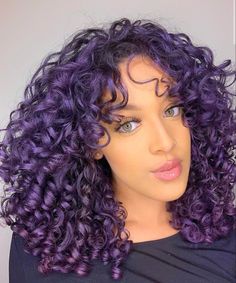 Purple Curly Hair, Hairstyles For Receding Hairline, Square Face Hairstyles, Medium Curly Hair Styles, Wavy Curly Hair, Relaxed Hair