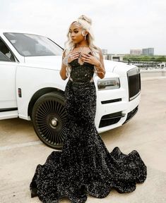 Prom Photoshoot Ideas With Car, Black Rhinestone Prom Dress, After Prom Fits, Professional Prom Pictures, Prom Pictures Couples, Car Poses