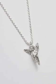 Wolf circus cherub charm necklace in silver on a rope chain.    each piece of jewelry is designed and handcrafted by a talented team in vancouver canada. Wolf Circus, Charm Necklace Silver, Jewelry Design Necklace, Vancouver Canada, Rope Chain, Silver Necklaces, Circus, Charm Necklace, Designing Women