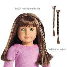 an american girl doll with long brown hair and braids on it's head