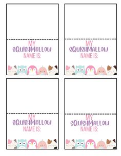 printable name tags for squishmallows and other personalized items