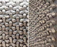 two different views of the same wall and one is made out of cement stones, both with