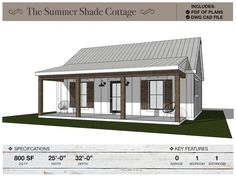 the summer shade cottage plan is shown with measurements