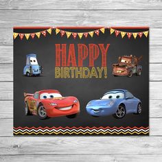 a birthday card with cars on it