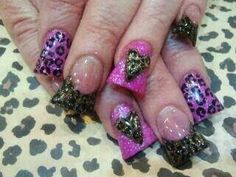 Leopard Nail Art, Feet Nail Design, Retro Nails, Black Acrylic Nails, Punk Nails, Duck Nails, Leopard Print Nails, Edgy Nails