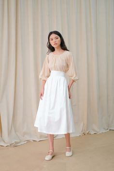 High Neck Tops, Linen Midi Skirt, Linen Skirt, Cotton Top, Cotton Tops, Boat Neck