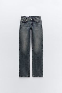 TRF STRAIGHT LOW-RISE JEANS - Deep blue | ZARA United Kingdom Pretty Jeans, Dream Wishlist, Digital Wardrobe, Full Length Jeans, Mode Zara, Low Waist Jeans, Straight Cut Jeans, Cute Pants