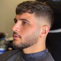 Mid Fade With Beard, Mens Haircut Shorter On Sides, Decent Haircut For Men, Buzz Cut Styles Men, Short Hair Fade Men, Mens Hair And Beard Styles, Mid Fade Haircut Men Hairstyle Short, Men’s Short Hair Cuts, French Cut Hair Men