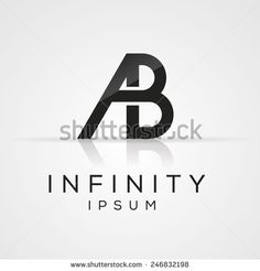 black and white letter logo design with reflection on the floor stock photo, royalty illustration