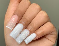 White Nail Designs For Short Nails, White Nail Inspo Acrylic Baddie, Back To School Nails White, Nail Ideas Acrylic White, Acrylic Nail Ideas For School, Powder White Nails, Back To School Acrylic Nails, Prom Acrylics, Cute Medium Length Nails