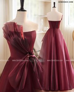 10% off now|Free shipping world-wide. Bow Knot Noble Burgundy Formal Dress Strapless at GemGrace. Click to learn our pro custom-made service for wedding dress, formal dress. View #FormalDresses for more ideas. Strapless Burgundy Evening Dress, Burgundy Strapless Evening Dress, Formal Dress Strapless, Gaun Abad Pertengahan, Burgundy Formal Dress, Sparkly Wedding Dress, For Wedding Dress, Prom Dress Inspiration, Fantasy Gowns