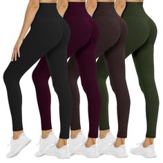 PRICES MAY VARY. 【WORTH THE COST】- You can get 4 pairs of leggings for women all in one. Each legging with high quality only needs less than $7. Rich color collocation for womens' leggings underlines women's youth and vitality. We know this workout legging will become a new favorite of yours. 【HIGH WAISTED DESIGN】- 5.3 inches wide compression waistband for excellent coverage. And tight fit accentuates your natural curves which make you look more awesome, slim and great. Enjoy the feeling that ou Running Yoga Pants, Workout Pants Women, Yoga Pants With Pockets, Black Yoga Pants, Thermal Leggings, Warm Leggings, Black Yoga, Athlete Workout, Pants With Pockets