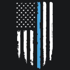 an american flag with the thin blue line painted on it, as if in support of police