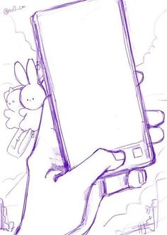 a drawing of a hand holding an electronic device