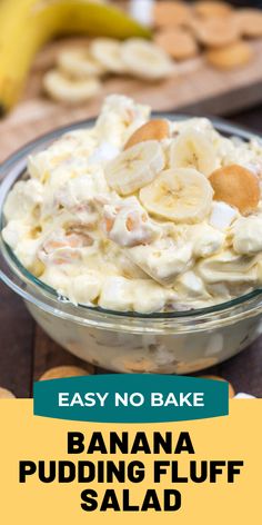 banana pudding fluff salad in a glass bowl