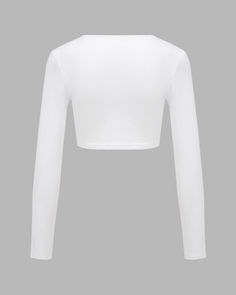 Details: Long-sleeve crop top with front crossing designTop Length: CroppedSleeve Length:Long SleevesMaterials:95% Cotton + 5% Spandex Summer Stretch Crop Top Long Sleeve, High Stretch White Crop Top, High Stretch V-neck Crop Top For Spring, Spring V-neck High Stretch Crop Top, White High Stretch Crew Neck Crop Top, Fitted Cropped Long Sleeve Top For Summer, Fitted Long Sleeve Cropped Shirt For Summer, Solid Color Stretch Long Sleeve Shrug, Spring Cropped Stretch Shrug