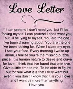 a poem written in cursive writing that says love letter