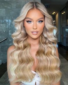 Pageant Glam Makeup, 30th Hairstyle, Blue Eyes Blonde Hair Makeup, Hollywood Waves Blonde Hair, Twilight Wedding Makeup, Pageant Makeup For Blondes Blue Eyes, Wedding Makeup For Blonde Hair, Blonde Pageant Hair, Wedding Glam Makeup Brides Blonde