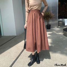 Olivia Mark - Luxurious Half-Slip Wrap Skirt Skirts Midi High Waisted, Long Skirts For Women, Half Slip, Corduroy Skirt, 2023 Autumn, Mid Length Skirts, Midi Skirts, Skirt Women, Vintage Elegant