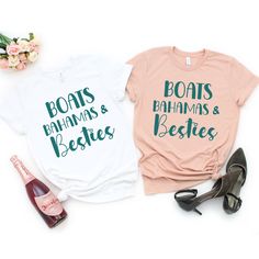 Bachelorette Party Outfit Cruise, Cruise Trip Shirts, First Cruise Shirt Ideas, Cruise Bachelorette Shirts, Bahamas Bachelorette Party, Bahamas Shirt Ideas, Friends Vacation Shirts Beach