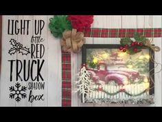 a christmas card with the words light up the red truck