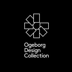 the logo for oggeberg design collection is shown in white on a black background